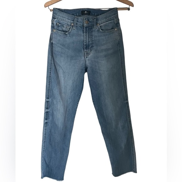 7 For All Mankind High Waist Cropped Straight Jeans Size 26 - Picture 1 of 16